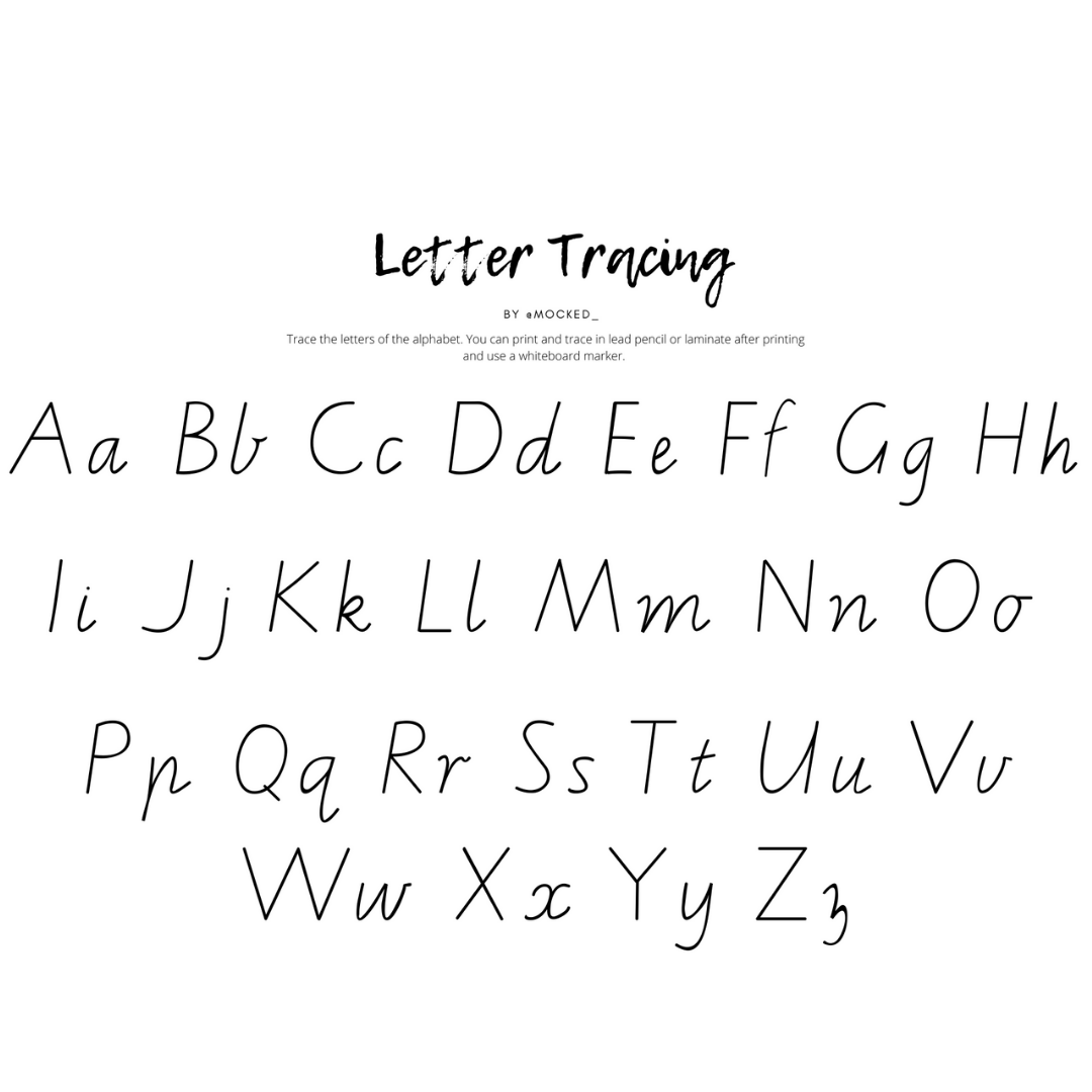 the alphabet tracing pack mocked