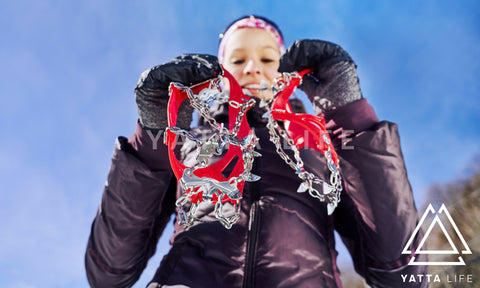 Trail spikes for trail running and hiking in the winter. How to run and hike safely with confidence during winter months.