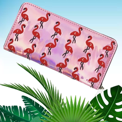 flamingo embroidery wallet