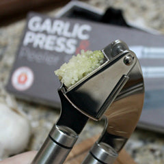 Alpha Grillers Garlic Press Stainless Steel - Premium Garlic Mincer wi