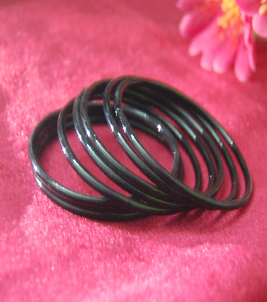 plain black glass bangles