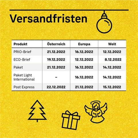 Graphique de publication avec délais d'expédition avant Noël 2022, source Austrian Post AG