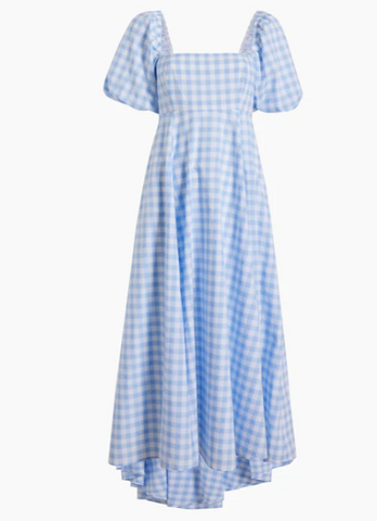 The Matilda Dress from Hill House in large scale blue gingham.