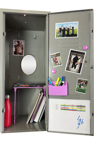 Locker with photo pockets and accessories