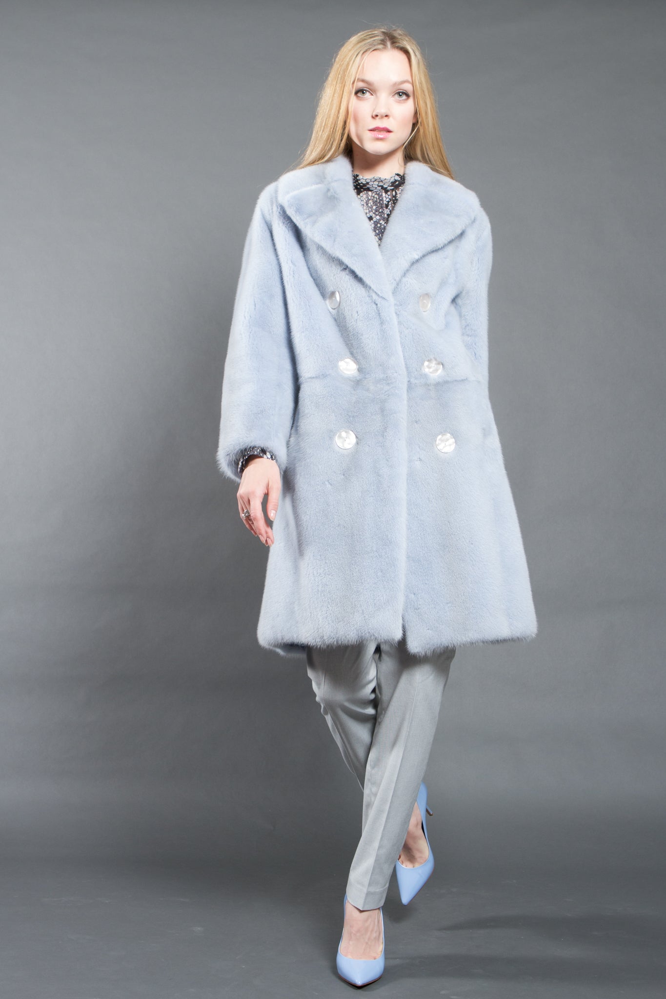 Light Blue Danish Mink Fur Coat for women – Fur Caravan