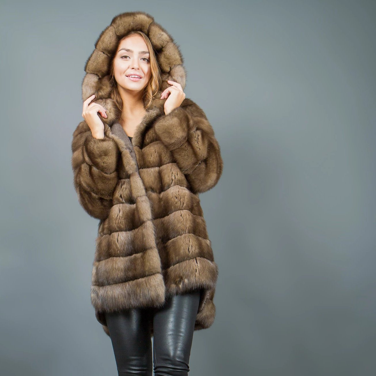 Russian Sable Fur Parka With Hood For Women Fur Caravan