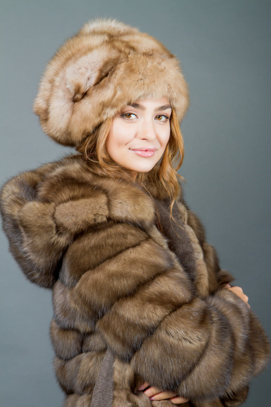 Russian Sable Fur Parka With Hood For Women Fur Caravan 