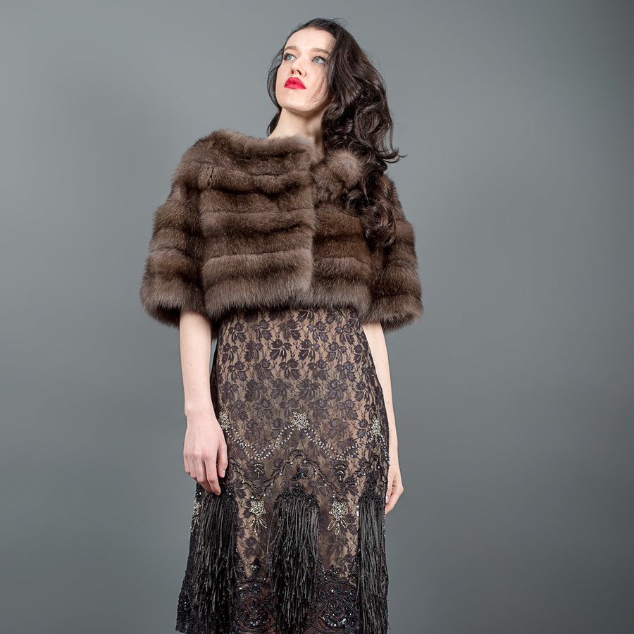 Strong Silvery Russian Barguzin Sable Fur Bolero for women – Fur Caravan