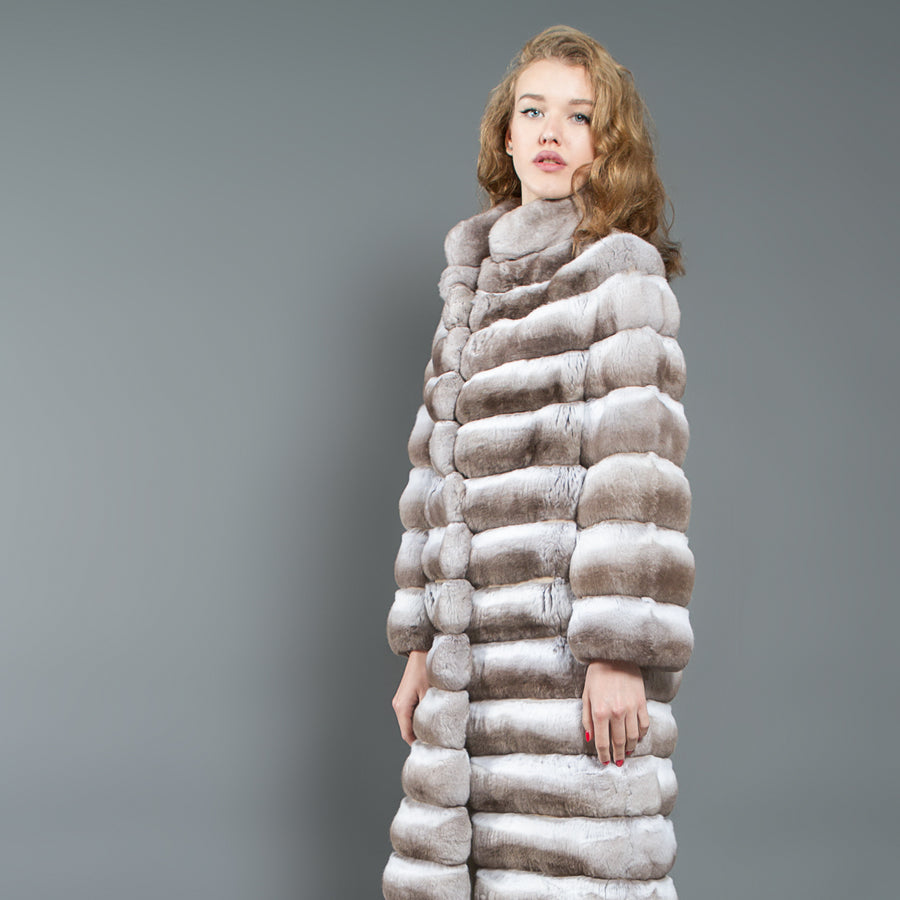 Full length Beige Chinchilla Fur Coat for women – Fur Caravan