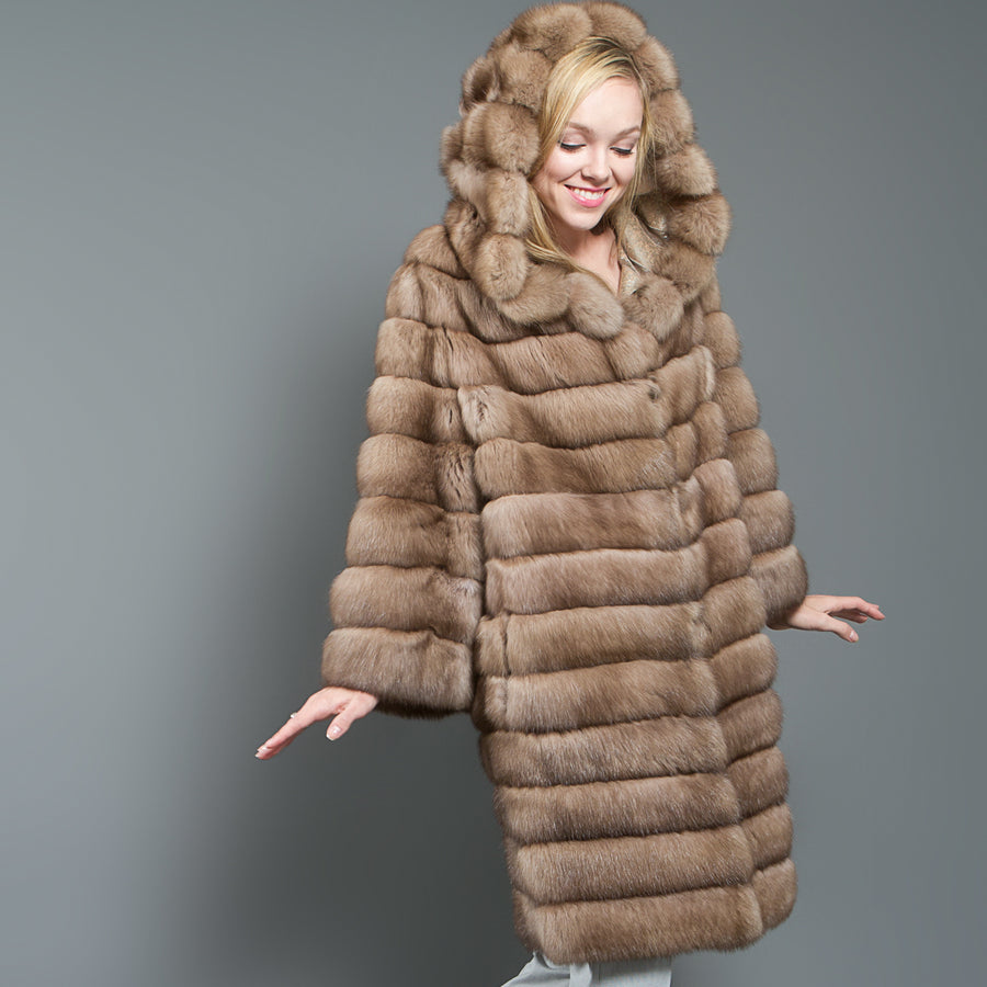 Light Tortora Russian Barguzin Sable Coat With H