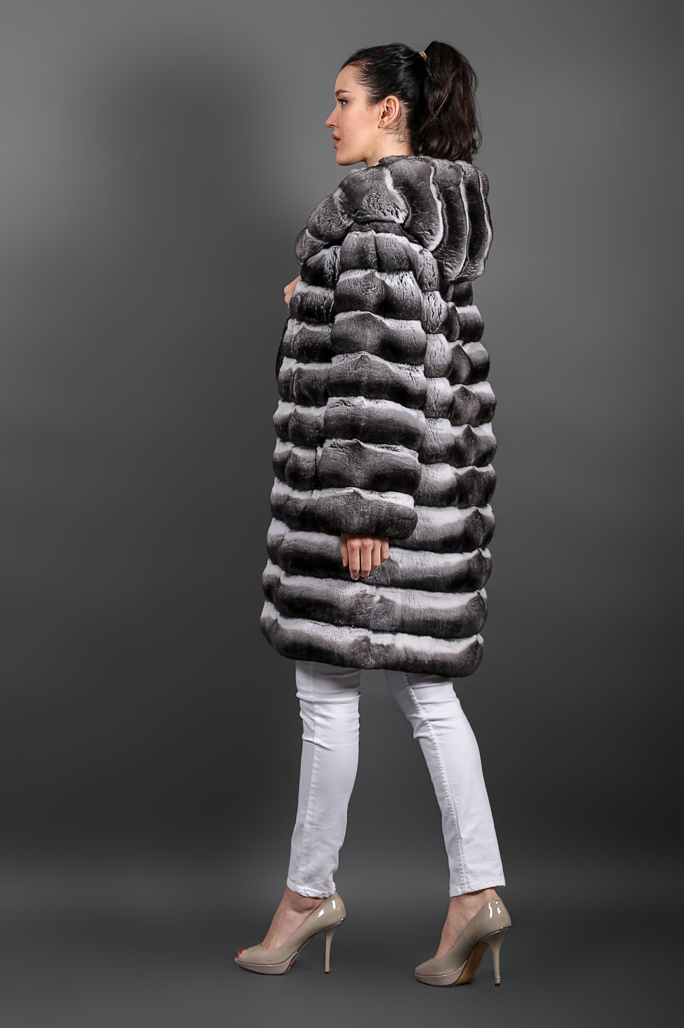 chinchilla hooded coat