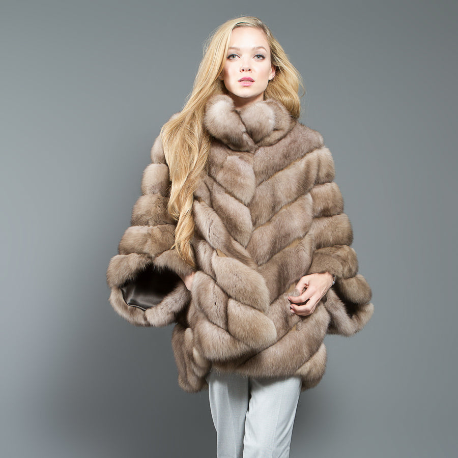 Russian Barguzin Sable Fur Poncho for women – Fur Caravan