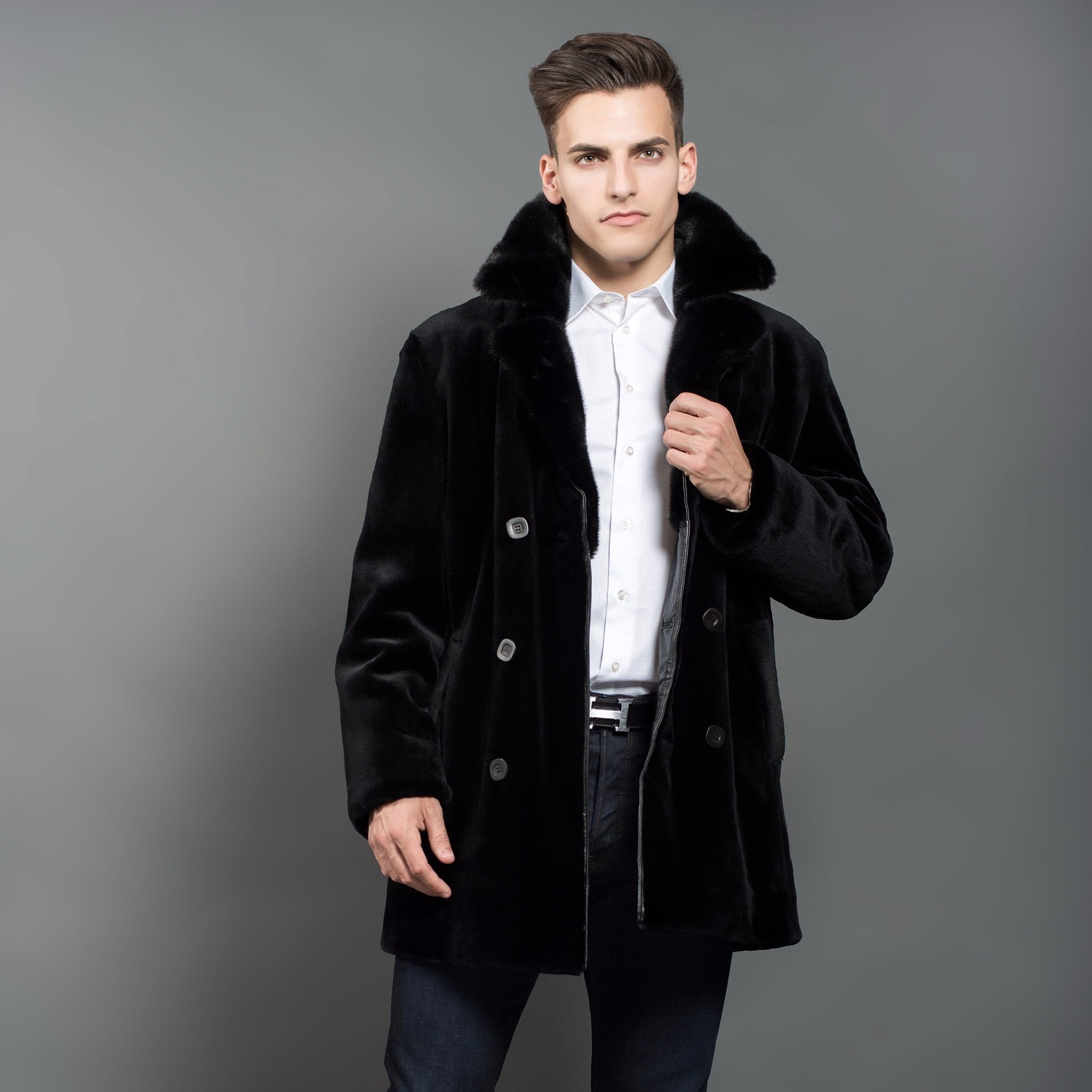 Shaved Black Mink Fur Coat for men – Fur Caravan