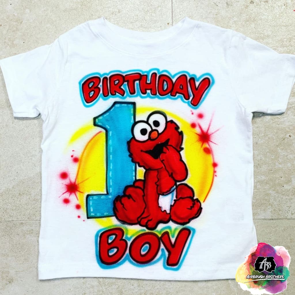 voetstappen Echt In zoomen Airbrush Birthday Boy Elmo Shirt Design – Airbrush Brothers