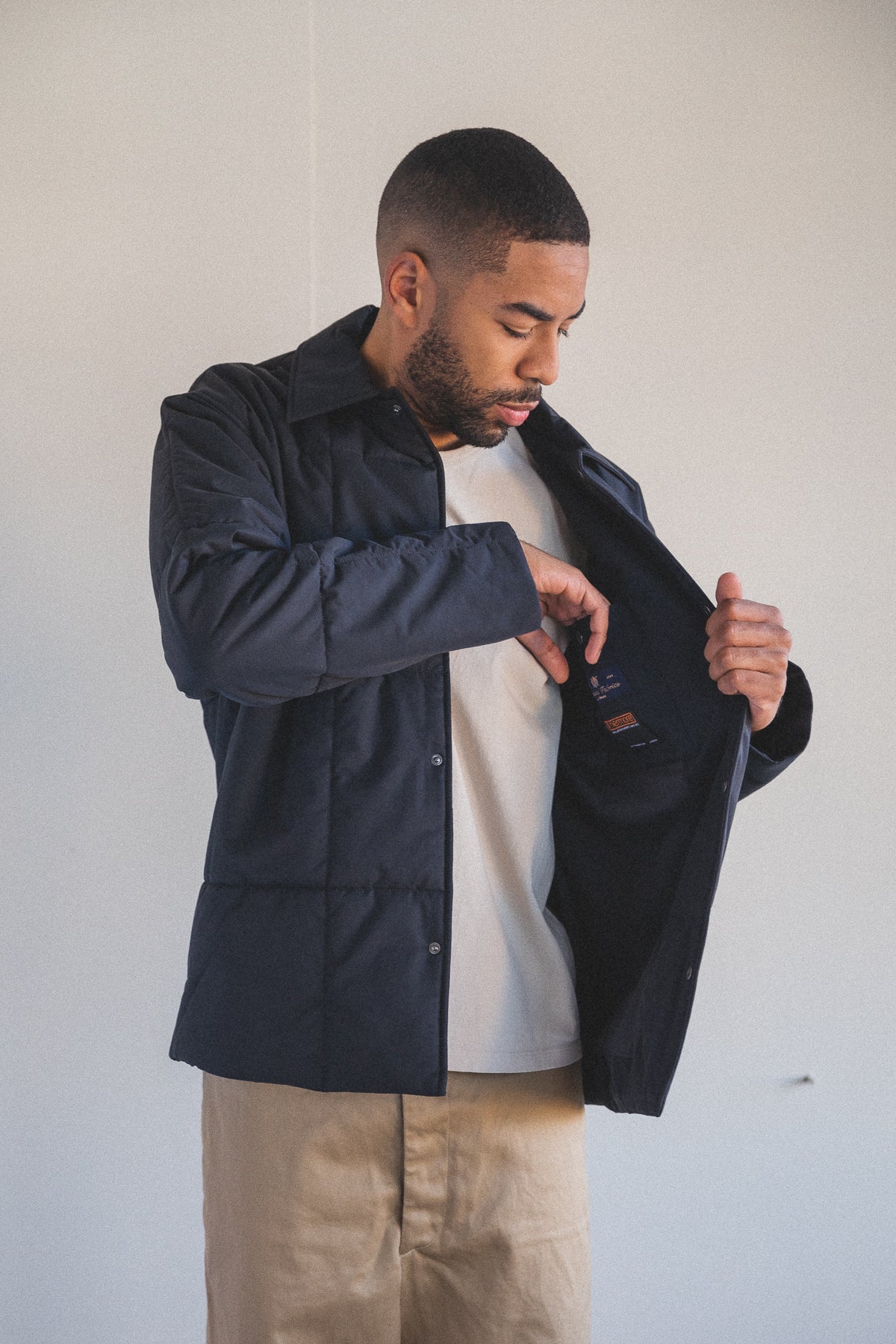 studio nicholson no-collar jacket navy 1 | inodrone.ma