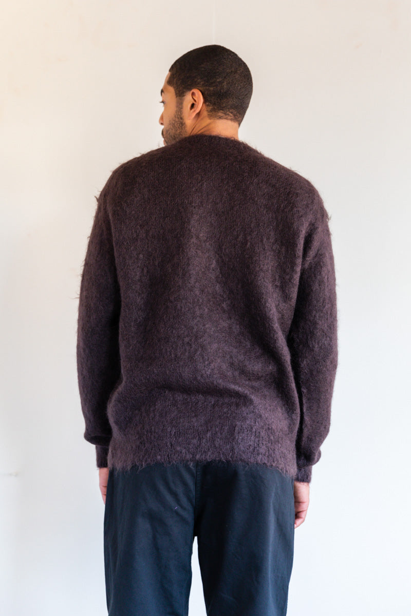 BRUSHED SUPER KID MOHAIR PULLOVER IN DARK BROWN — Shop Boswell