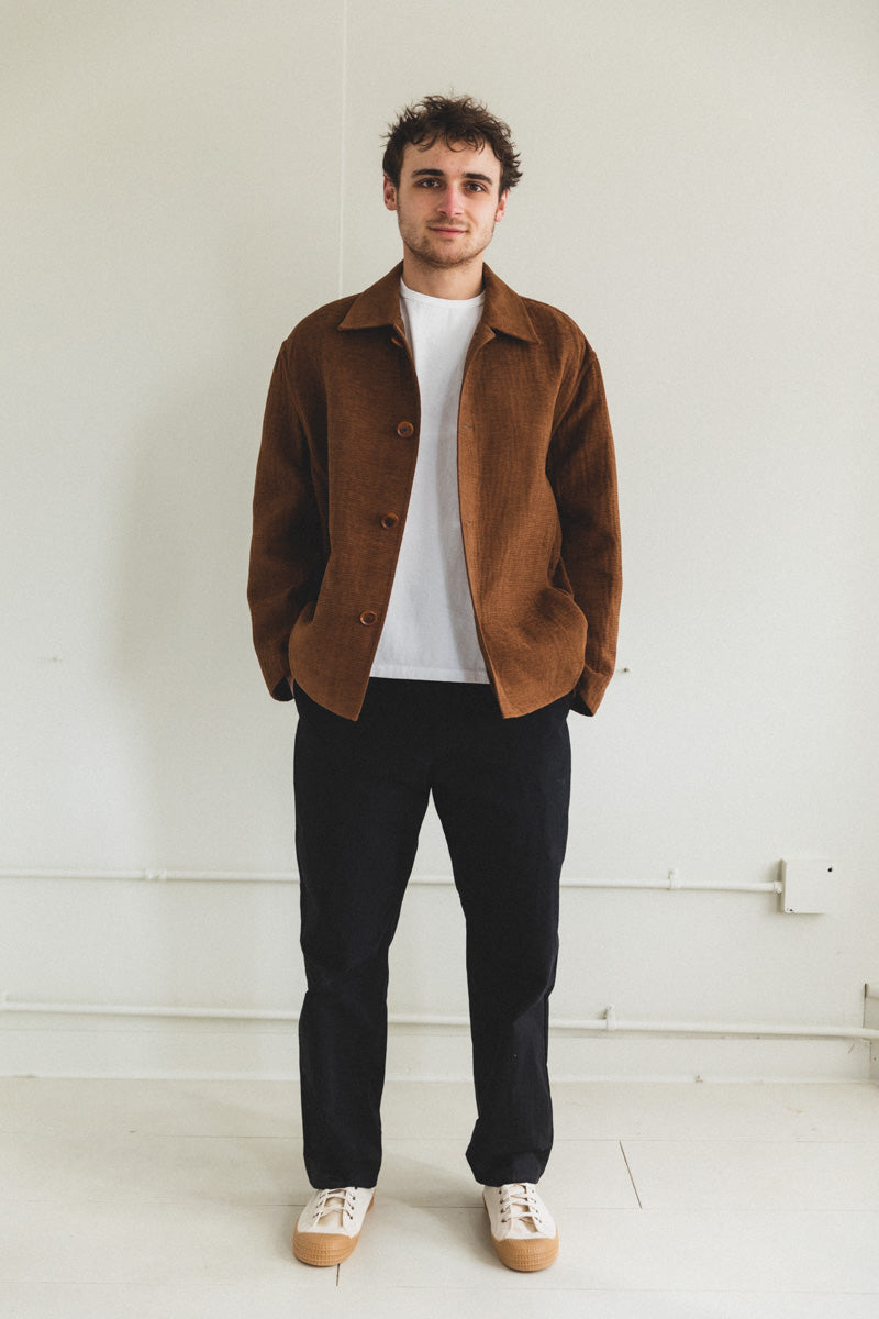 COTTON MOLE MELTON HAND SEWN BLOUSON IN BROWN — Shop Boswell