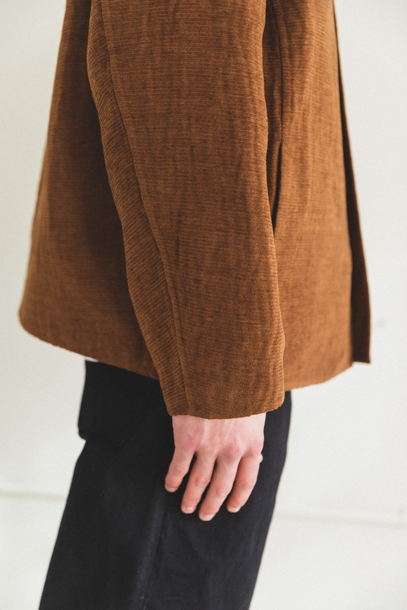 COTTON MOLE MELTON HAND SEWN BLOUSON IN BROWN — Shop Boswell