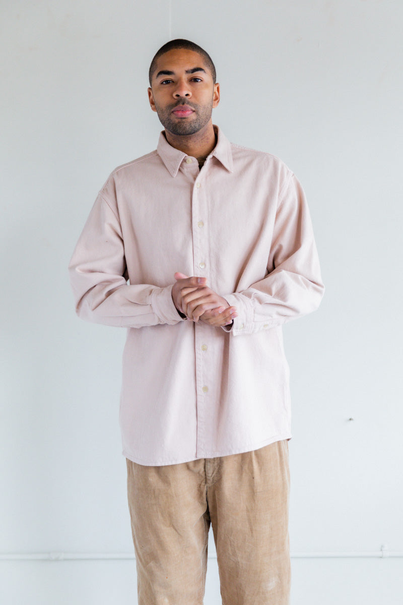 BOTANICAL DYED SELVEDGE DENIM SHIRT IN LIGHT PINK — Shop Boswell