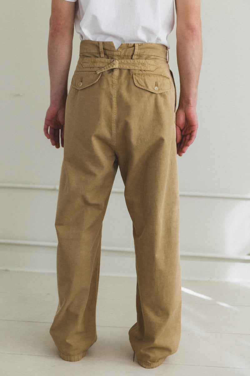 FINX NATURAL GABARDINE PRODUCT DYED PANTS IN FADE BEIGE — Shop Boswell