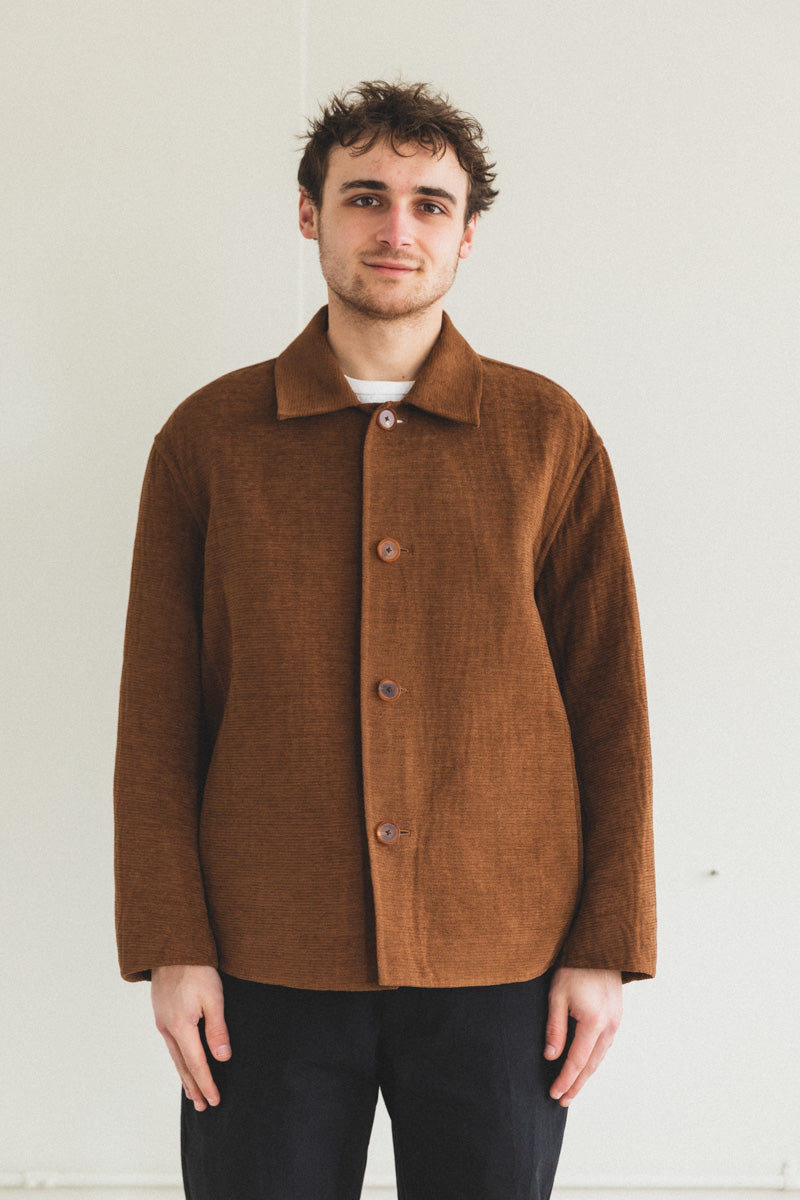 COTTON MOLE MELTON HAND SEWN BLOUSON IN BROWN — Shop Boswell