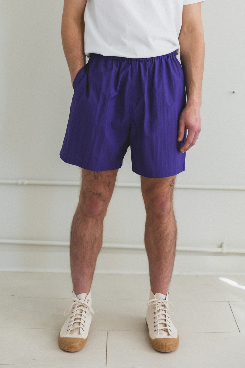 WASHED COTTON NYLON WEATHER EASY SHORTS IN PURPLE — Shop Boswell