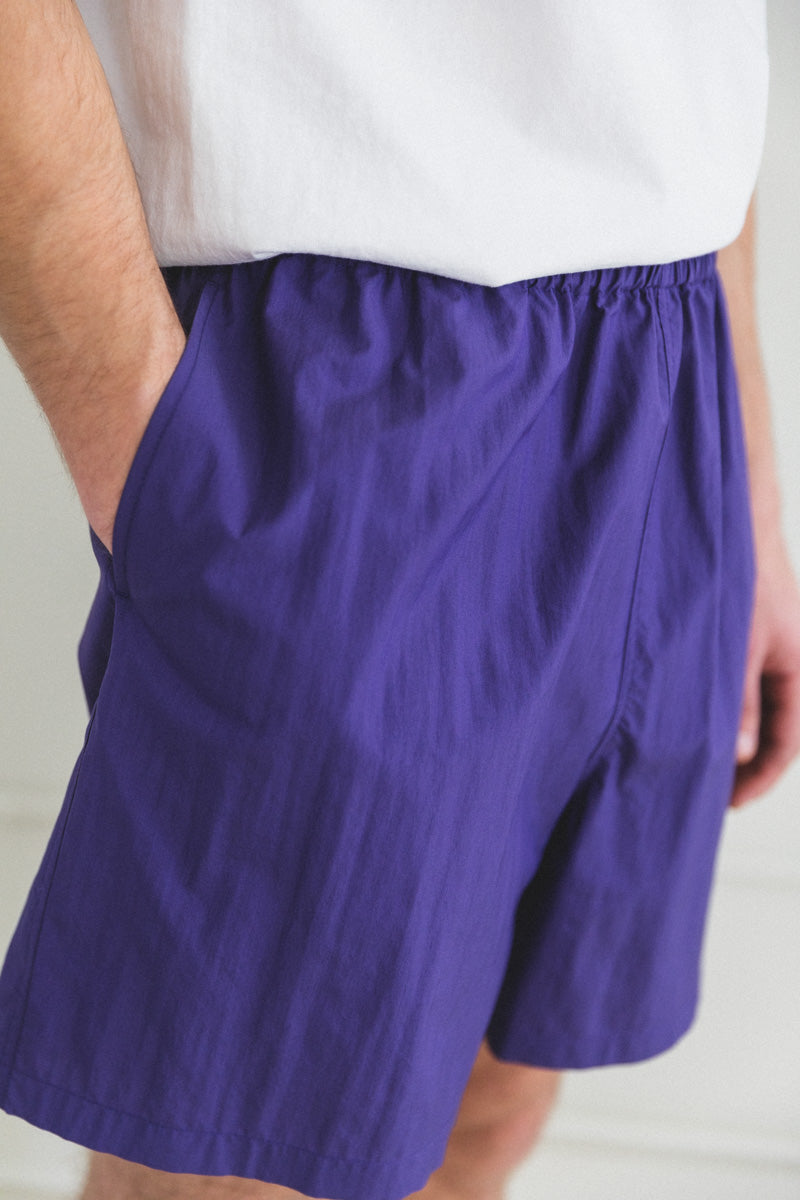 WASHED COTTON NYLON WEATHER EASY SHORTS IN PURPLE — Shop Boswell