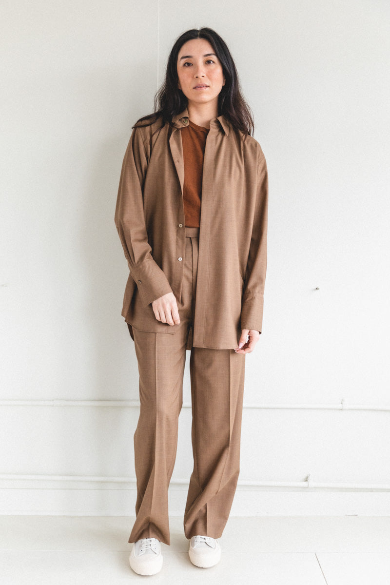 SUPER FINE TROPICAL WOOL SHIRTS IN TOP BROWN — Shop Boswell