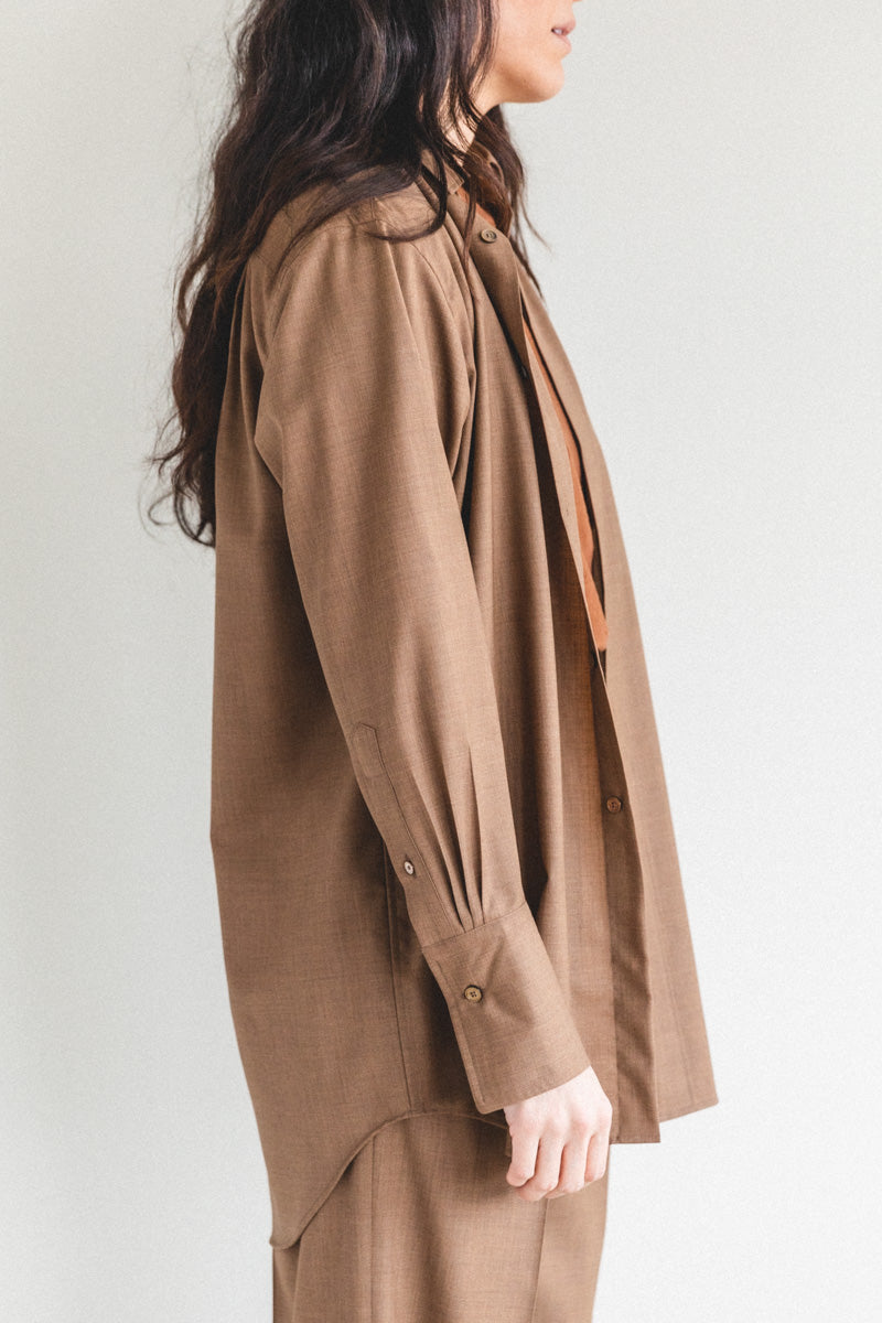 SUPER FINE TROPICAL WOOL SHIRTS IN TOP BROWN — Shop Boswell