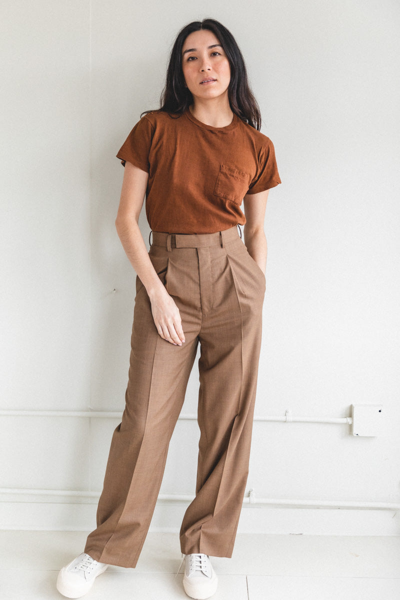 SUPER FINE TROPICAL WOOL SLACKS IN TOP BROWN — Shop Boswell