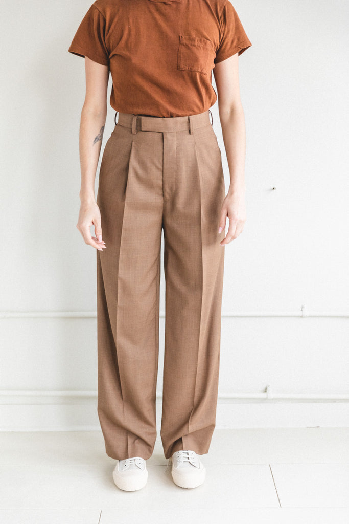 SUPER FINE TROPICAL WOOL SLACKS IN TOP BROWN — Shop