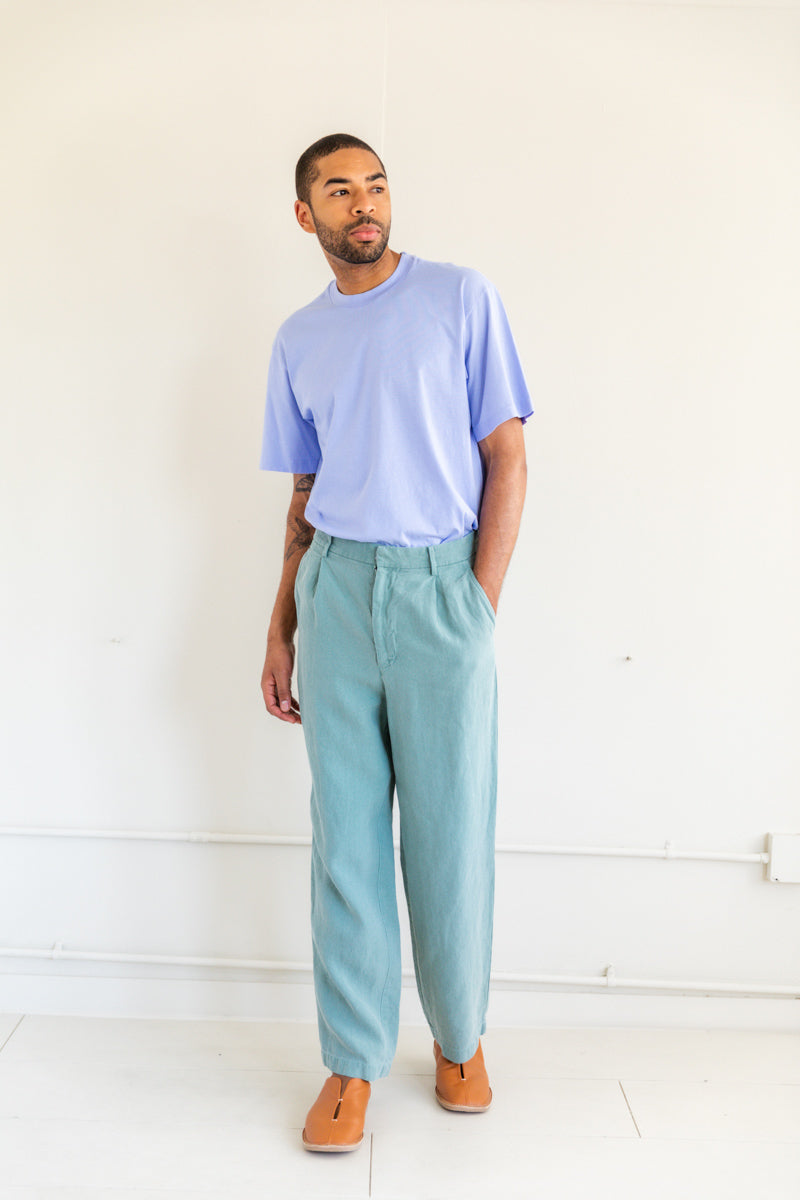 WASHI DUCK CANVAS SLACKS IN FADED GREEN