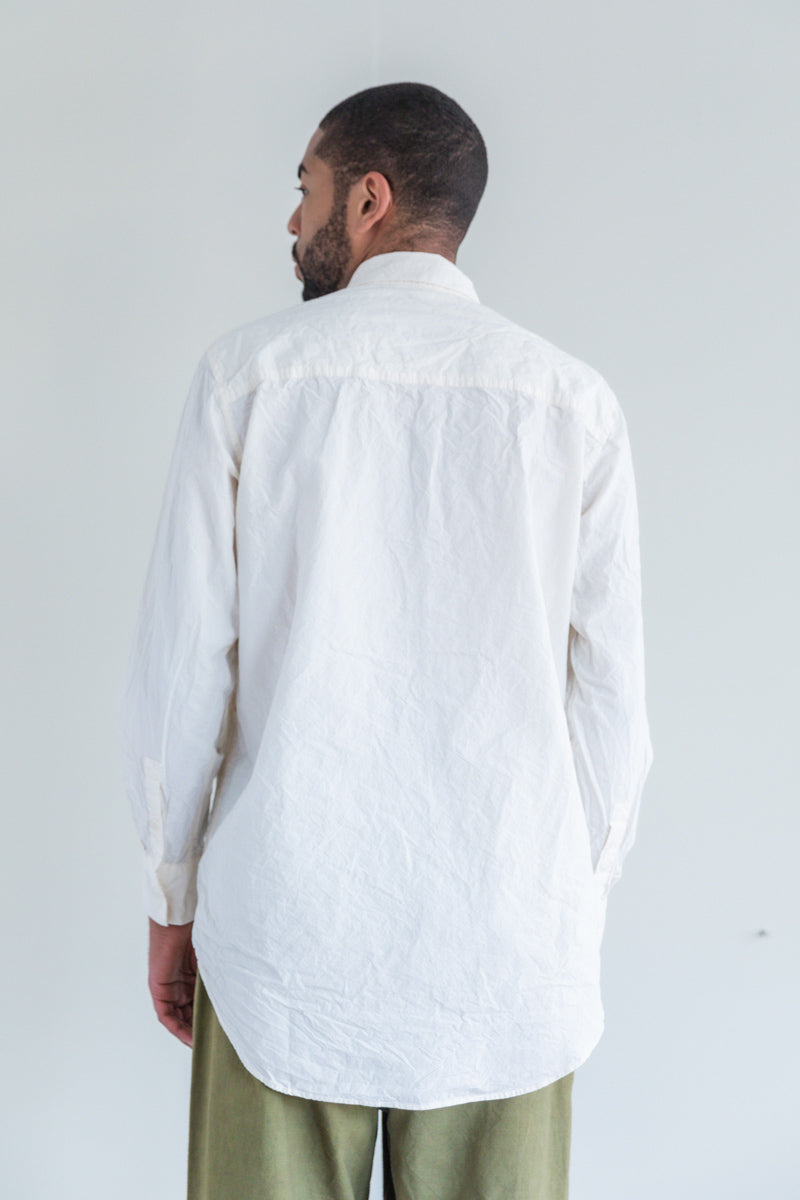 FABIANO PATCH SHIRT IN NATURAL DIAGONAL WEAVE COTTON — Shop Boswell