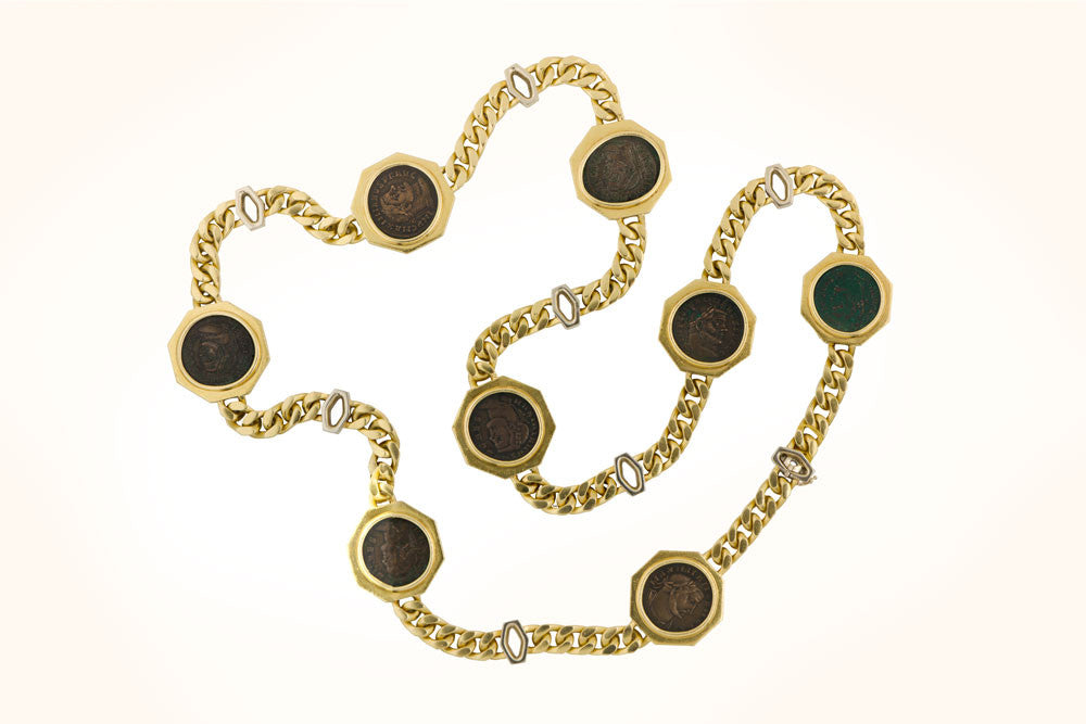 bvlgari gold coin necklace