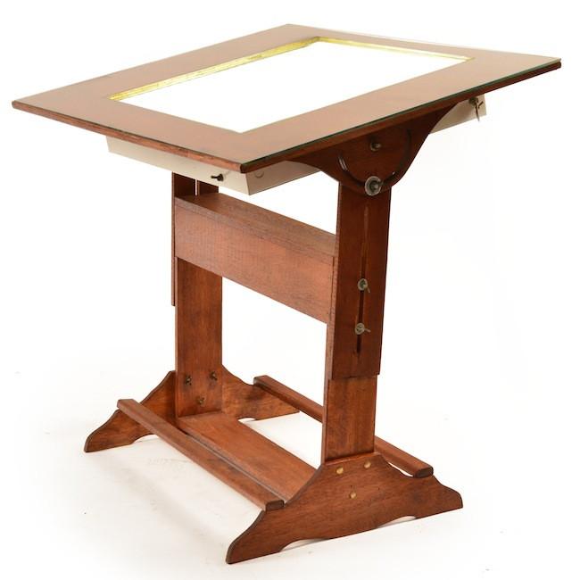 drafting table with light under