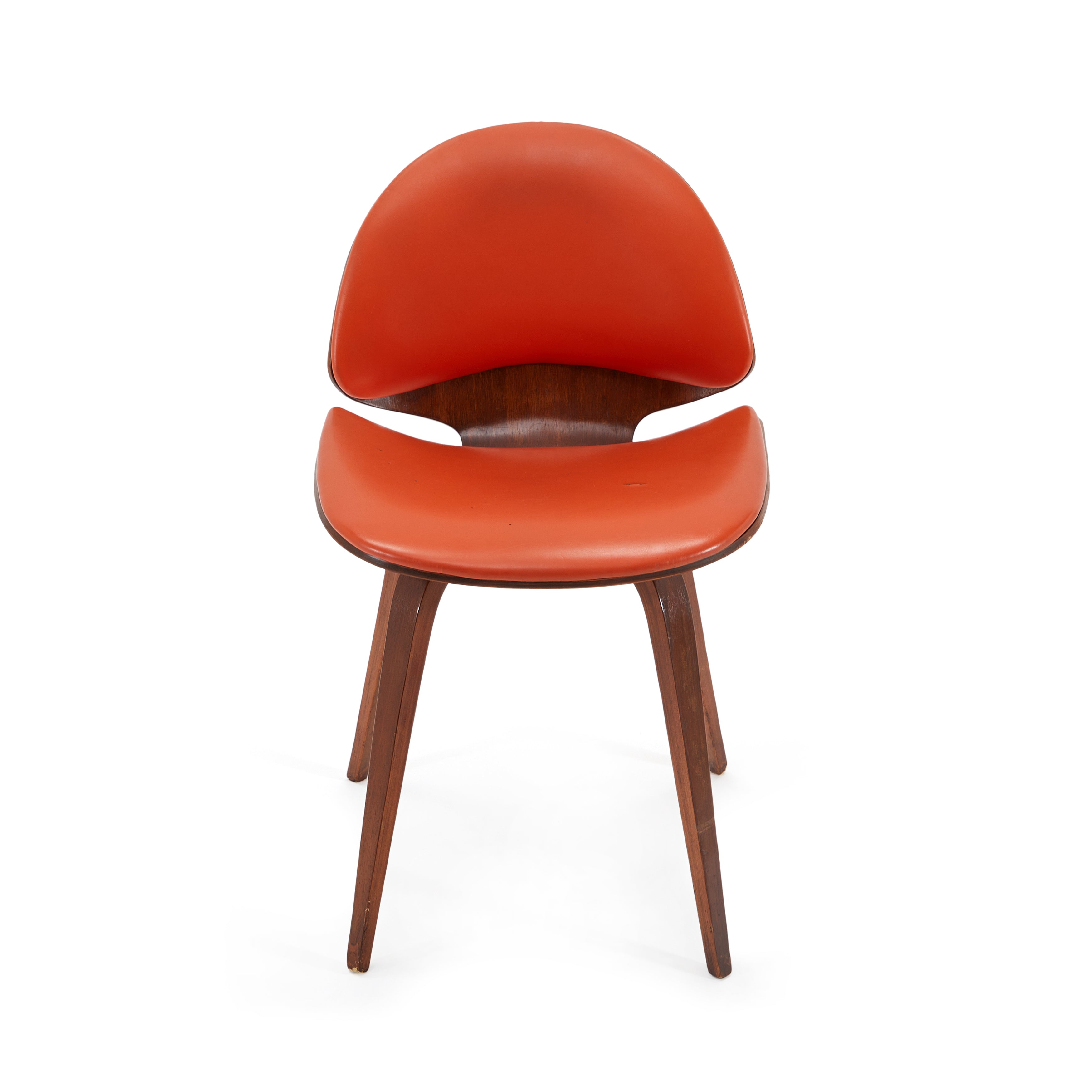 Orange & Wood Mid Century Side Chair - Gil & Roy Props