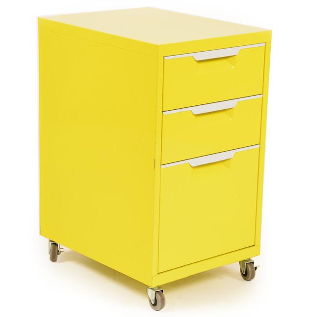 Yellow Rolling Filing Cabinet Modernica Props