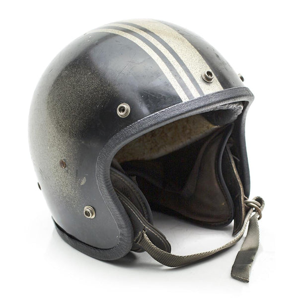 Black and Gold Striped Motorbike Helmet - Gil & Roy Props