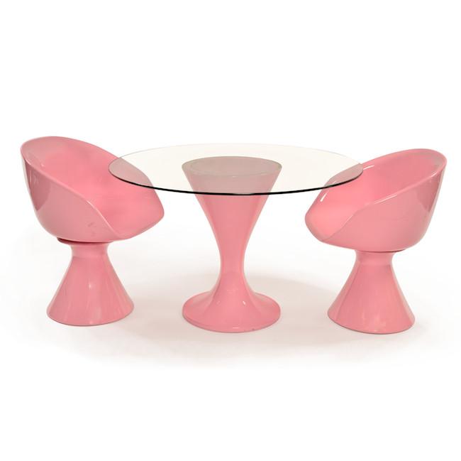 Pink Bucket Chairs Dining Table Modernica Props