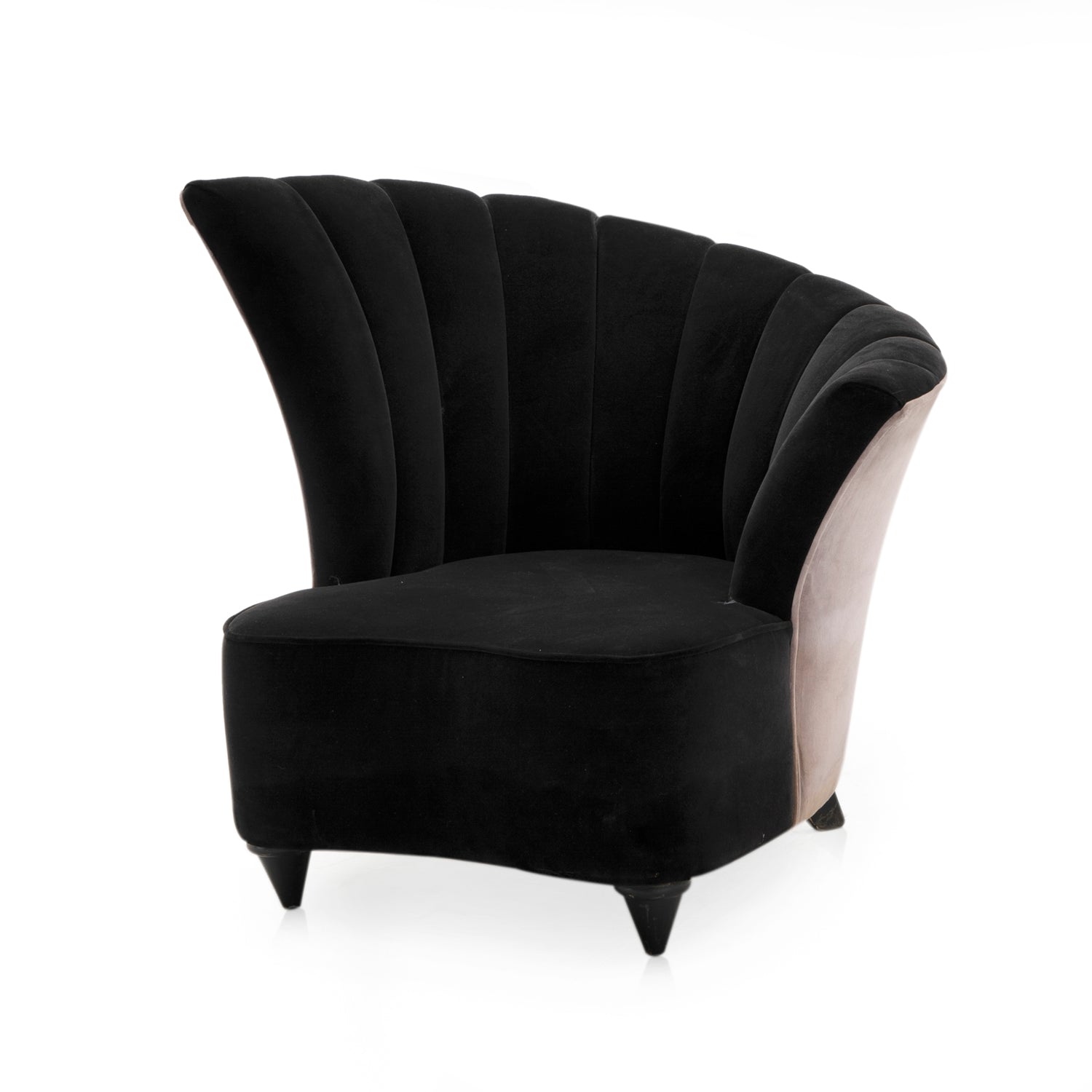 Black Velvet Asymmetrical Fan Back Chair Modernica Props