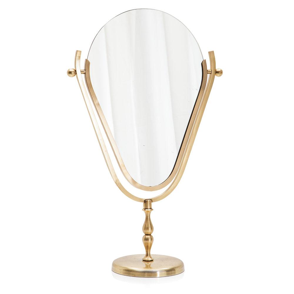 GURUN Tabletop Oval Vanity Makeup Mirror, 7x12 Antique Brass - 3