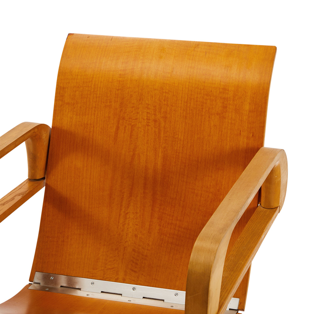 Airline Wood Modern Structured Hinge Arm Chair