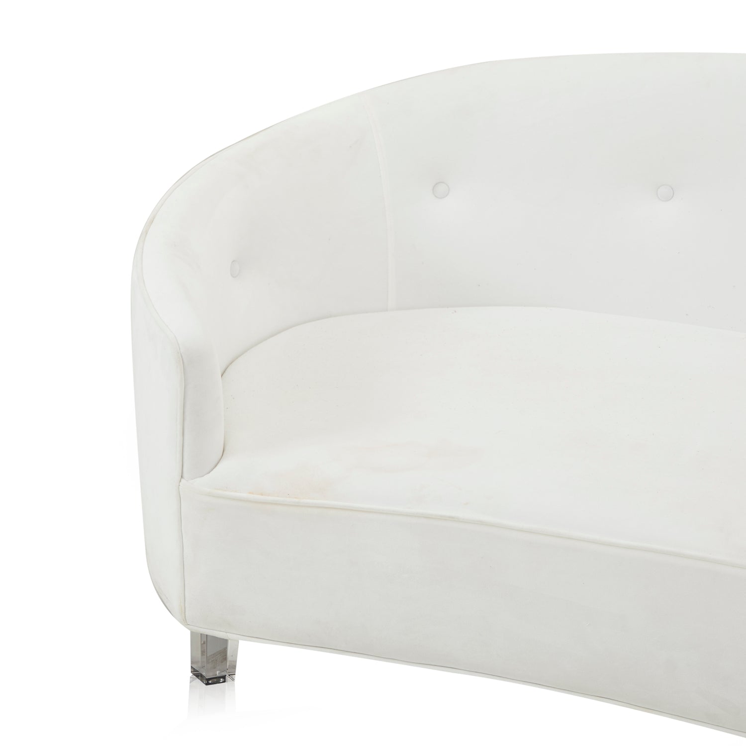 White Micro Velvet Curved Sofa - Modernica Props