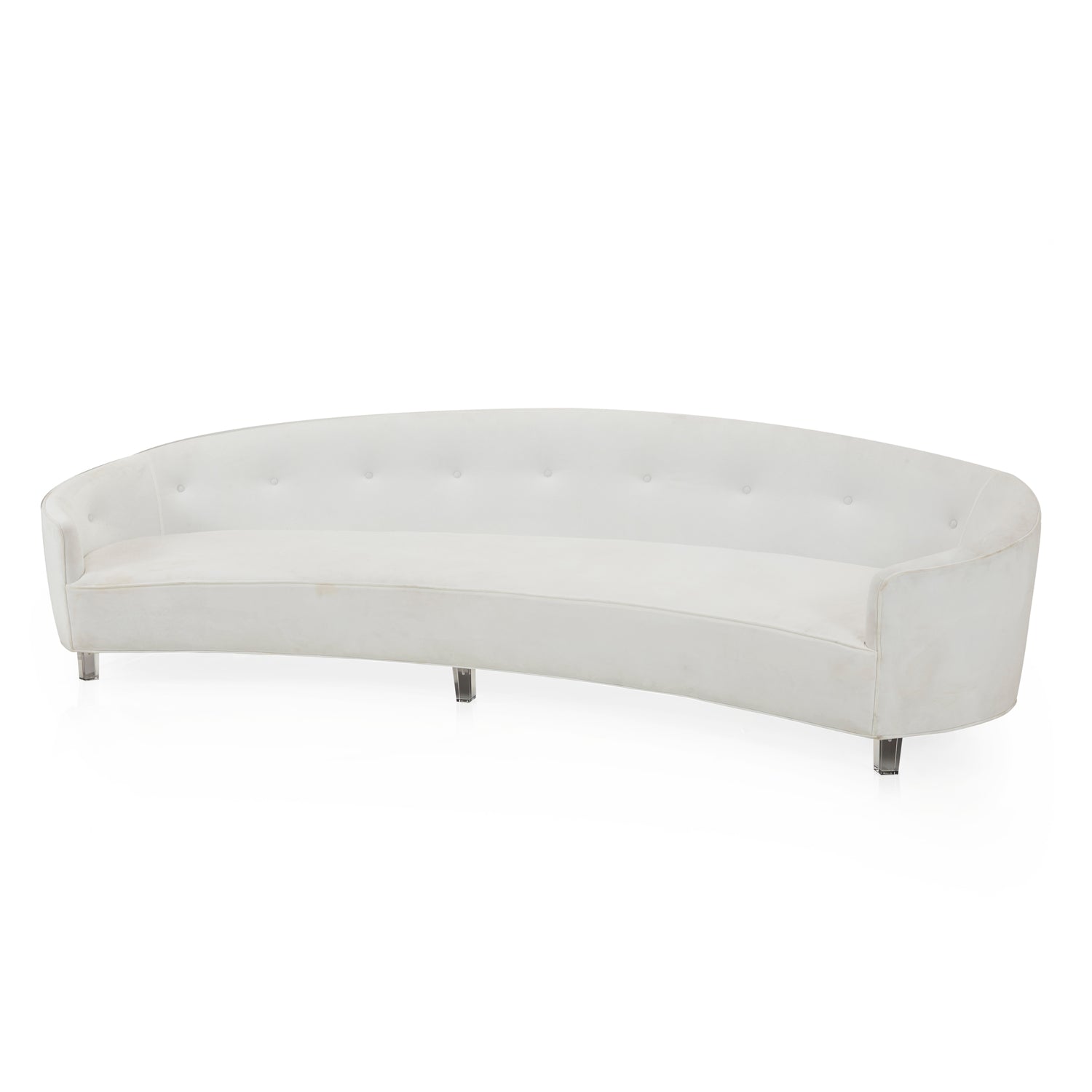 White Micro Velvet Curved Sofa - Modernica Props