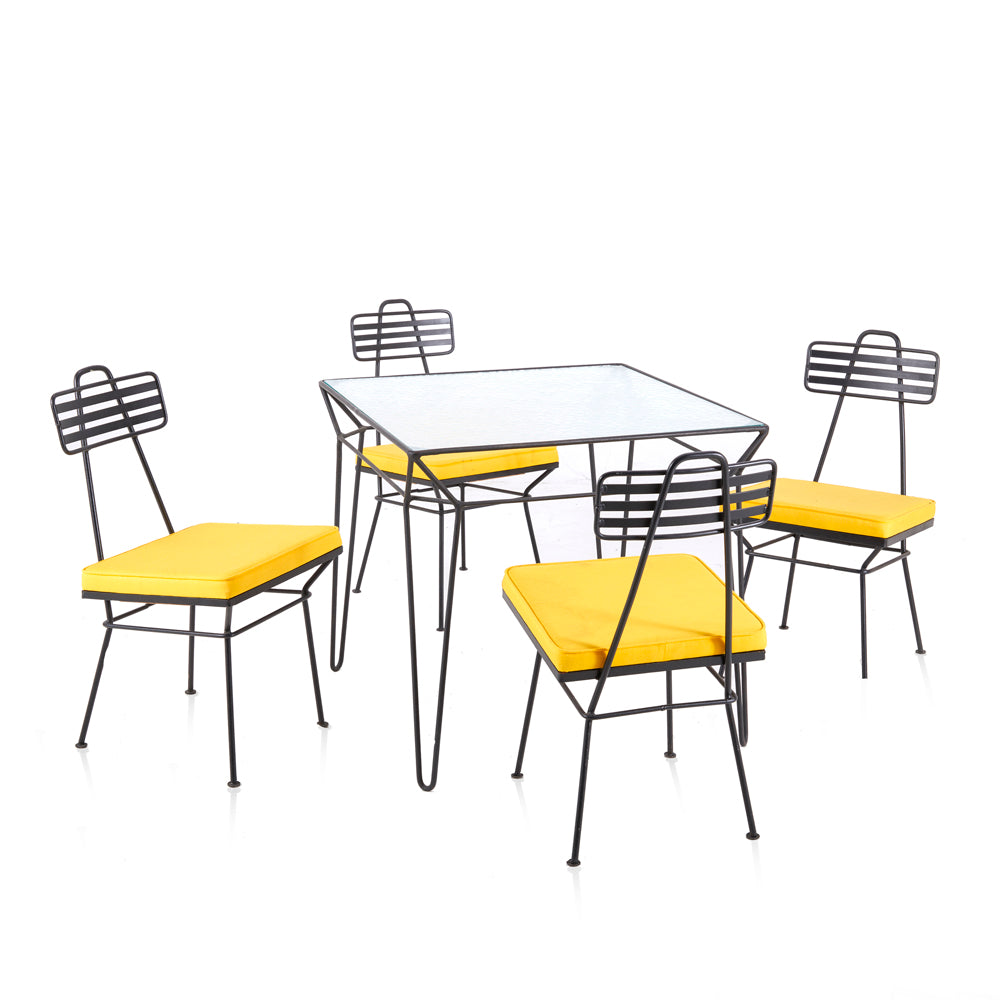 Glass And Black Metal Outdoor Square Dining Table Modernica Props