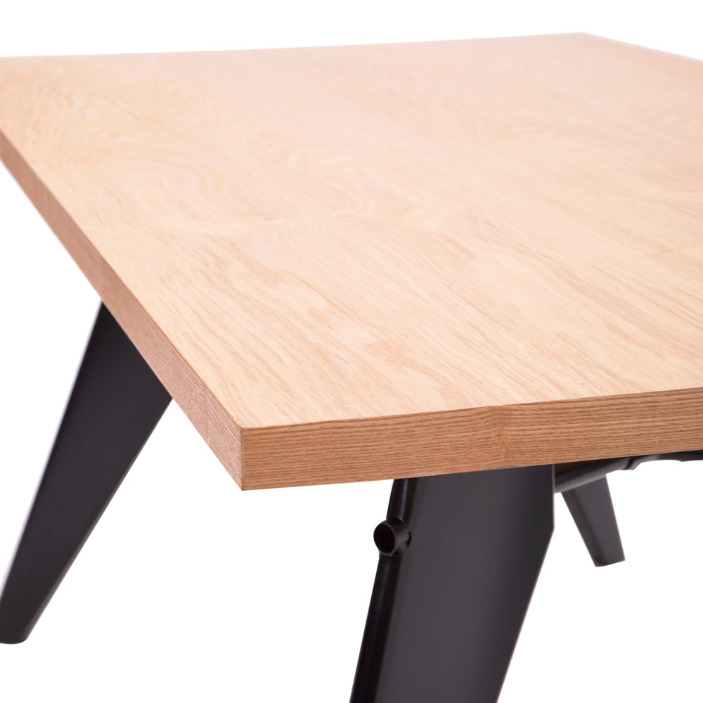 Rectangle Prouve Light Wood Dining Table with Black Legs - Gil & Roy Props