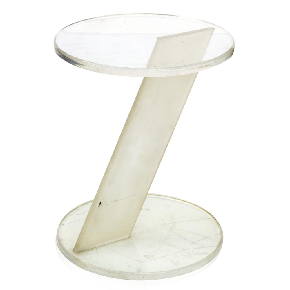 Asymmetrical Lucite Round Side Table Modernica Props