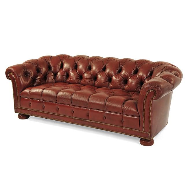 Brown Leather Tufted Chesterfield Love Seat Sofa Modernica Props