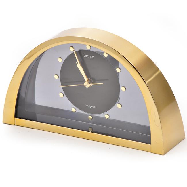 Seiko - Gold and Glass Half-Circle Clock - Gil & Roy Props