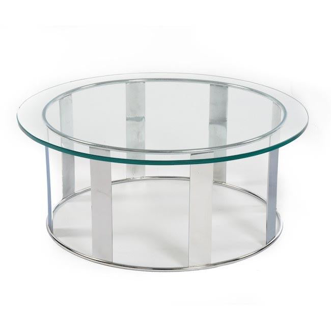 Glass & Chrome Slat Small Circle Coffee Table - Modernica Props